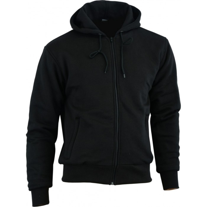 MENS BLACK SOFT FLEECE MOTORBIKE HOODIE